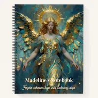 A Beautiful Gold and Turquoise Angel Personalized Notebook