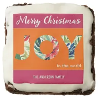 Colorful Bright Joy To The World Merry Christmas Brownie