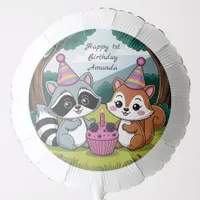 Cute Personalized Forest Animals 1st Birthday Balloon