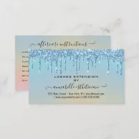 Eyelash Extension Aftercare Instruction Glitter  Business Card