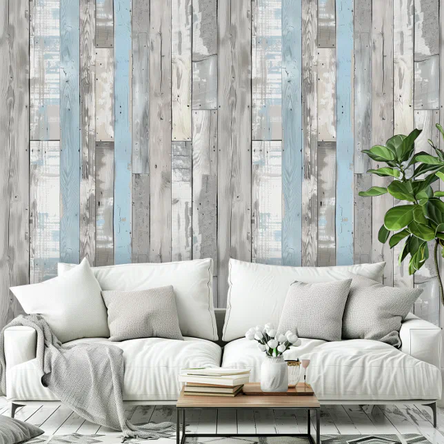 Distress Beachwood Ver Blue Gray Pattern Room  Wallpaper