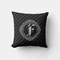 Elegant Goth Initial F Throw Pillow