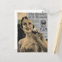 Retro Corset Woman Collage Postcard