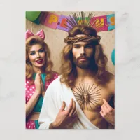 Colorful Funny Happy Birthday Jesus Postcard