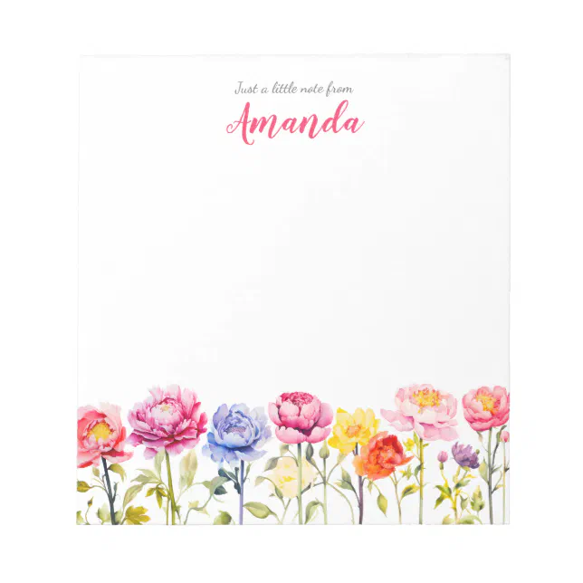 Watercolor Wildflowers Colorful Pastels Nature Notepad