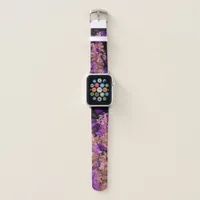 Modern fractal in black and purple apple watch band