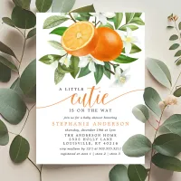 Orange Citrus Little Cutie On The Way Baby Shower Invitation