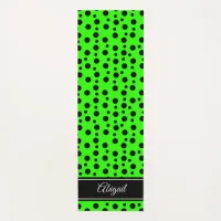 Personalized Black Polka Dot Lime Green Yoga Mat