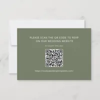 Sage Green Minimalist  Wedding RSVP QR Code Card