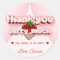 Strawbery Girl Pink Birthday Thank You Berry Much Classic Round Sticker