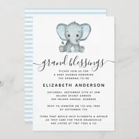 Blue Elephant Grandma-to-be Baby Shower Invitation