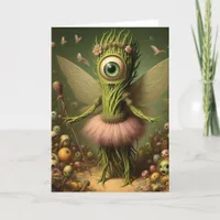 A surreal eldritch asparagus fairy  card