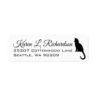 Cat Lover's Sitting Black Cat Silhouette Address Label