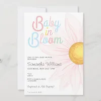 Baby In Bloom Preppy Retro Pink Daisy Baby Shower Invitation