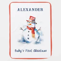 Baby's First Christmas Festive Snowman Cute Baby Blanket