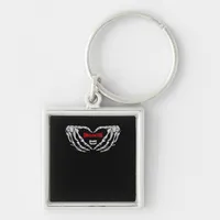 Skeleton Hands Folded In A Heart Funny Halloween Keychain