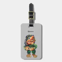 Scandinavian Funny Troll Illustration Watercolor Luggage Tag