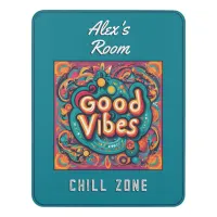 Good Vibes Hippie Chill Zone Decorative Retro Dorm Door Sign