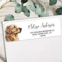 Golden Retriever Dog Pet Watercolor Return Address Label
