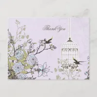 Lavender Lilac vintage birdcage birds wedding Postcard