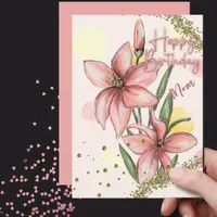 Pink Perfection Lily Birthday Card for Mom