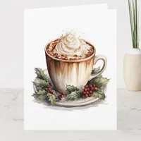 Vintage Christmas Hot Cocoa Watercolor Christmas Card