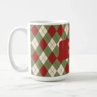 Vintage Christmas Argyle Pattern Coffee Mug