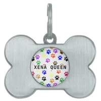 Custom Dog's Name Colorful Paw Print Framed Pet ID Tag