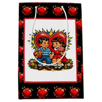 Valentine's Day | Retro Pop Art Boy and Girl Medium Gift Bag