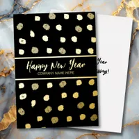 Personalized Business Black and Gold Foil New Year Foil Holiday Card