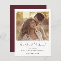 Merlot Modern Handwriting Photo Wedding Save The Date