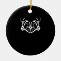 Skeleton Hand Heart Spiderweb Halloween Cobweb Ceramic Ornament