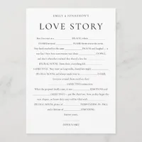 Newlyweds Love Story Wedding Game Card