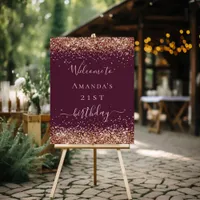 Birthday burgundy rose gold welcome foam board