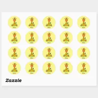 Cute funny baby giraffe for kids   classic round sticker