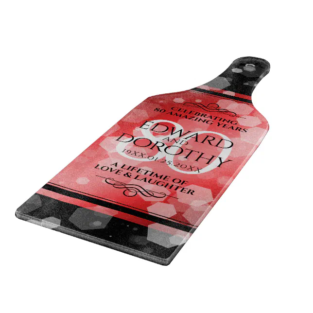 Elegant 80th Ruby Wedding Anniversary Celebration Cutting Board