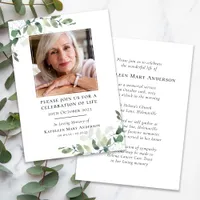 Eucalyptus Funeral Memorial Celebration of Life Invitation