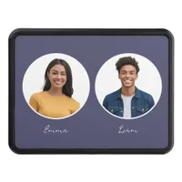 Dual Photos Couple Names Blue-Gray Personalized Hitch Cover