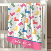 Rainbow Rain Boots Rainy Day Parade Collection Baby Blanket