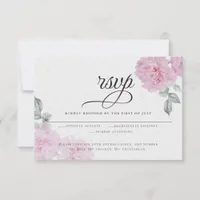 Romantic Pink Peonies Rice Paper BarefootBride™ RSVP Card