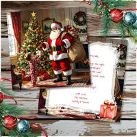 Little Boy Giving Santa a Gift Christmas Holiday Card