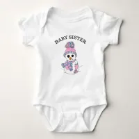 Baby Sister Snowman Cute Whimsical Christmas Baby Bodysuit