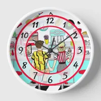 1950's Couple Holding Hands at  Diner    Clock