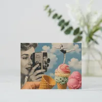 Surreal Summertime Collage Icecream Scoops Postcard