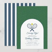 Preppy Serving Age Tennis Birthday Party Invitation