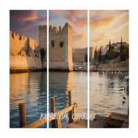 Cyprus Kyrenia Watercolor Sketch Mediterranean |  Triptych