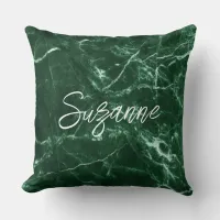 Green Marble Simple Monogram Name | Throw Pillow