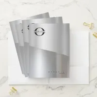 Metal Wave Logo Two-Tone Silver ID809 Pocket Folder