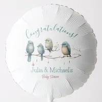 Whimsical Birds on Branches  Pastel Baby Shower Balloon