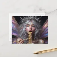 Beautiful Fairy eating some noodles Postcard